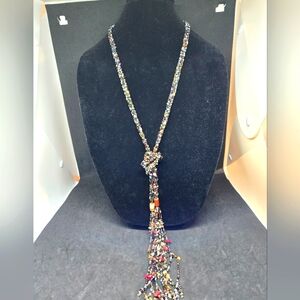 VTG Multi Color Glass Bead Braided Long Necklace